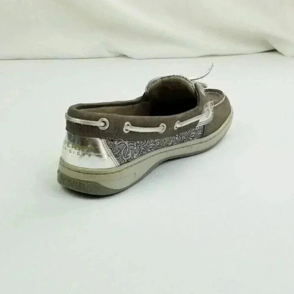 Sperry 6.5M Women's One Eye Brown Silver Paisley Pattern Non Marking Boat Shoes - Picture 5 of 12